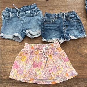 Cat & Jack Denim Shorts and Floral Skirt Set